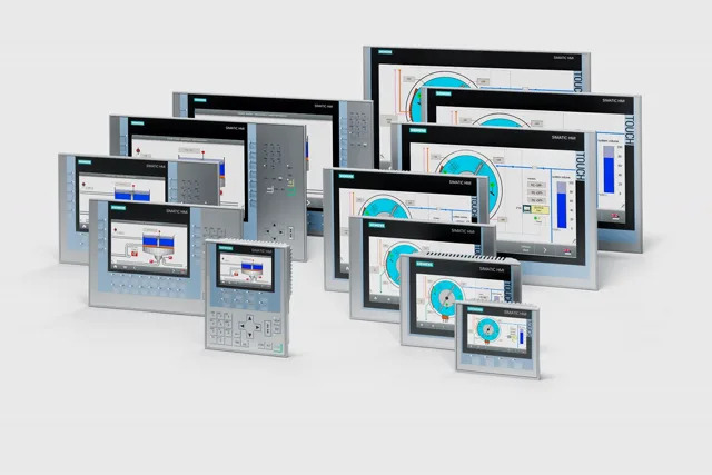 HMI: Paneles, displays y software de visualización.