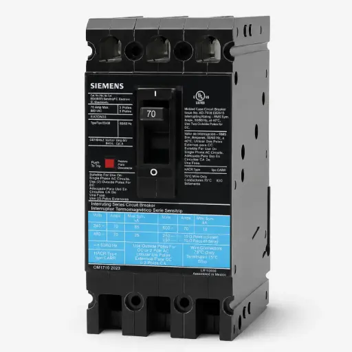 [MX2:ED43B070MX] SIEMENS/EP BREAKER ED4 MX 3P 70A 480VAC 18KA (New)