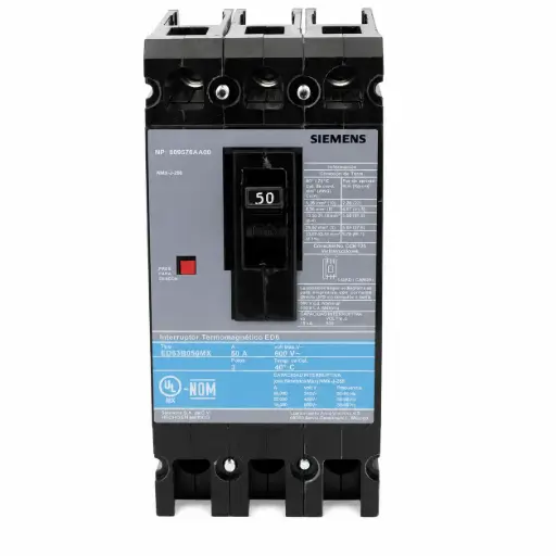 [MX2:ED63B050MX] SIEMENS/EP MCCB, ED6, 25KA 480VAC, 65 KA 240V (New)